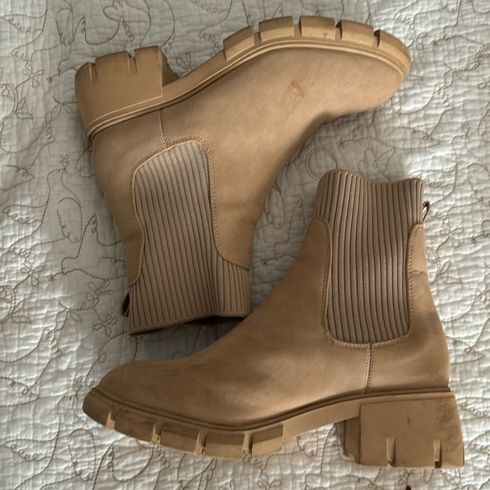 Tan slip on boot